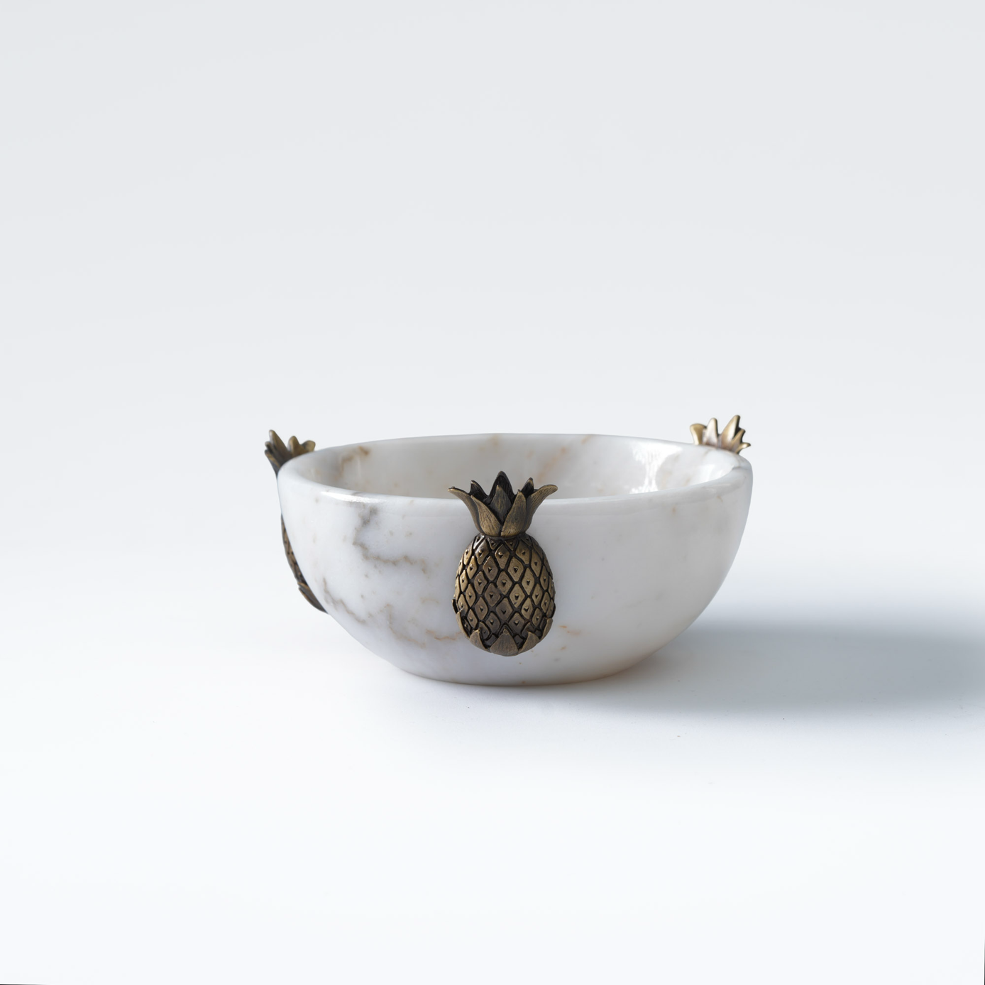Ananas Detaylı Beyaz Mermer Kase