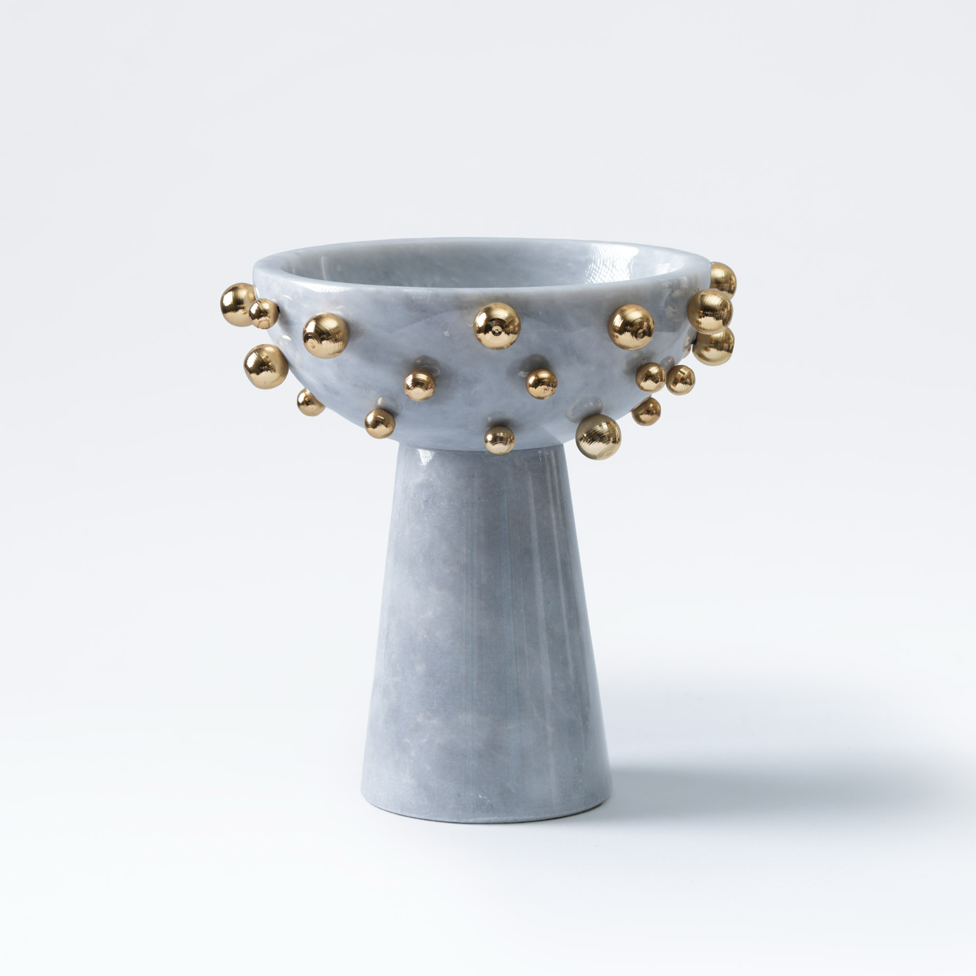 Altın Top Detaylı Ayaklı Mermer Kase