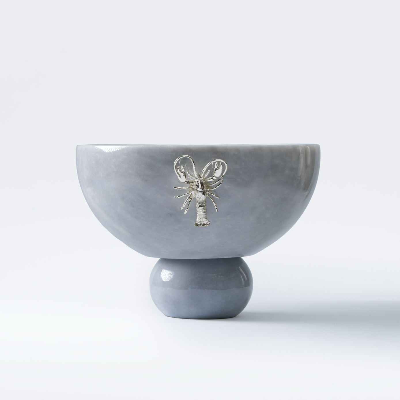 Istakoz Detaylı Top Ayaklı Mermer Kase