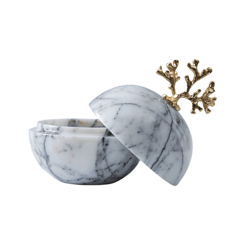 Altın Mercan Kapaklı Mermer Bonboniyer