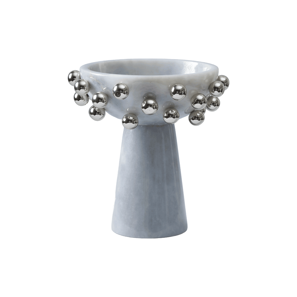 Gümüş Metal Top Detaylı Ayaklı Kase