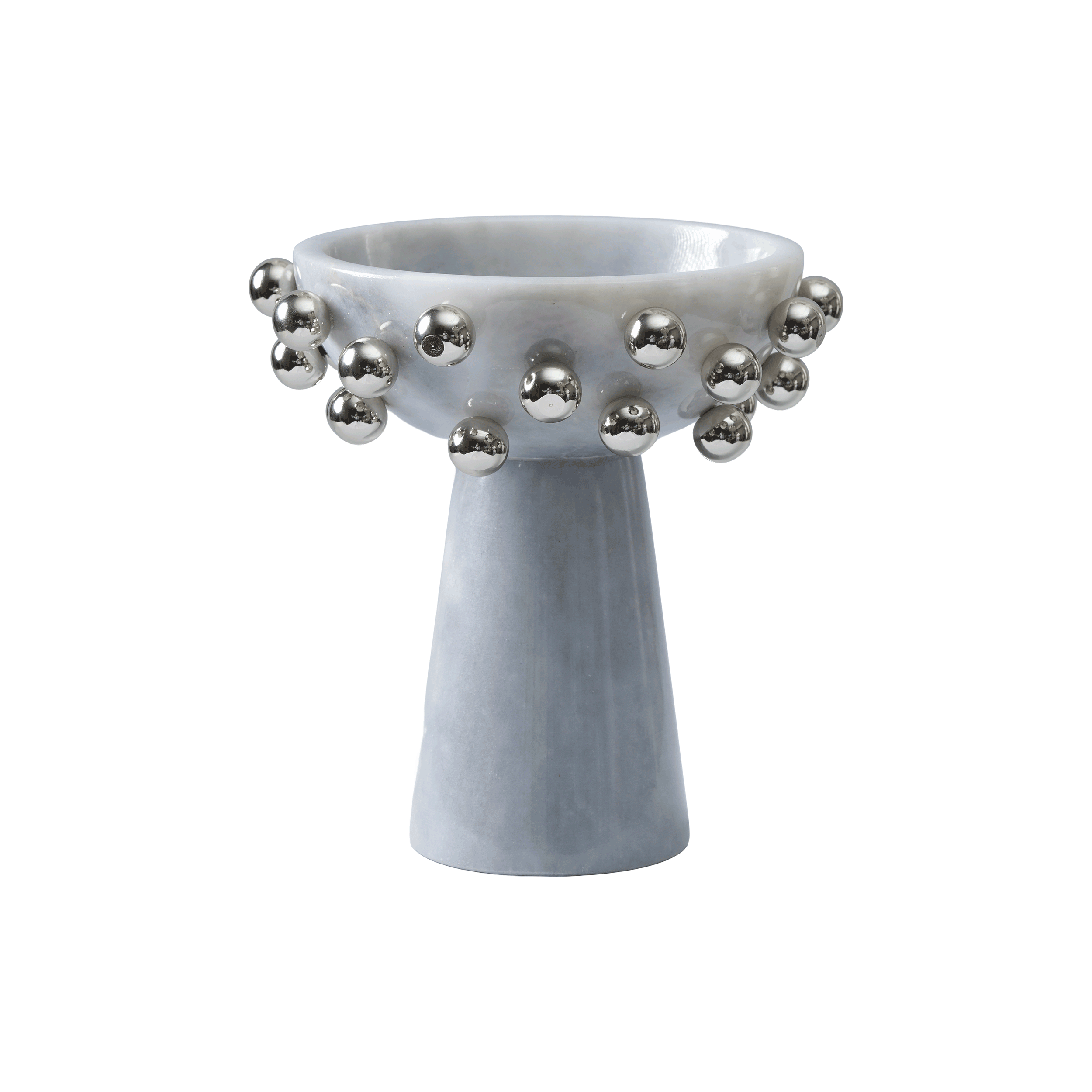 Gümüş Metal Top Detaylı Ayaklı Kase